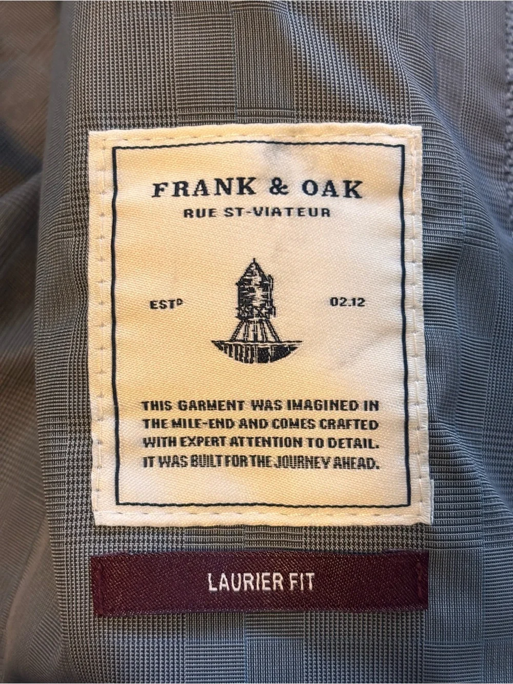 Frank & Oak Laurier Fit Gray Blazer Men’s Size 36 Two-Button Single Breasted